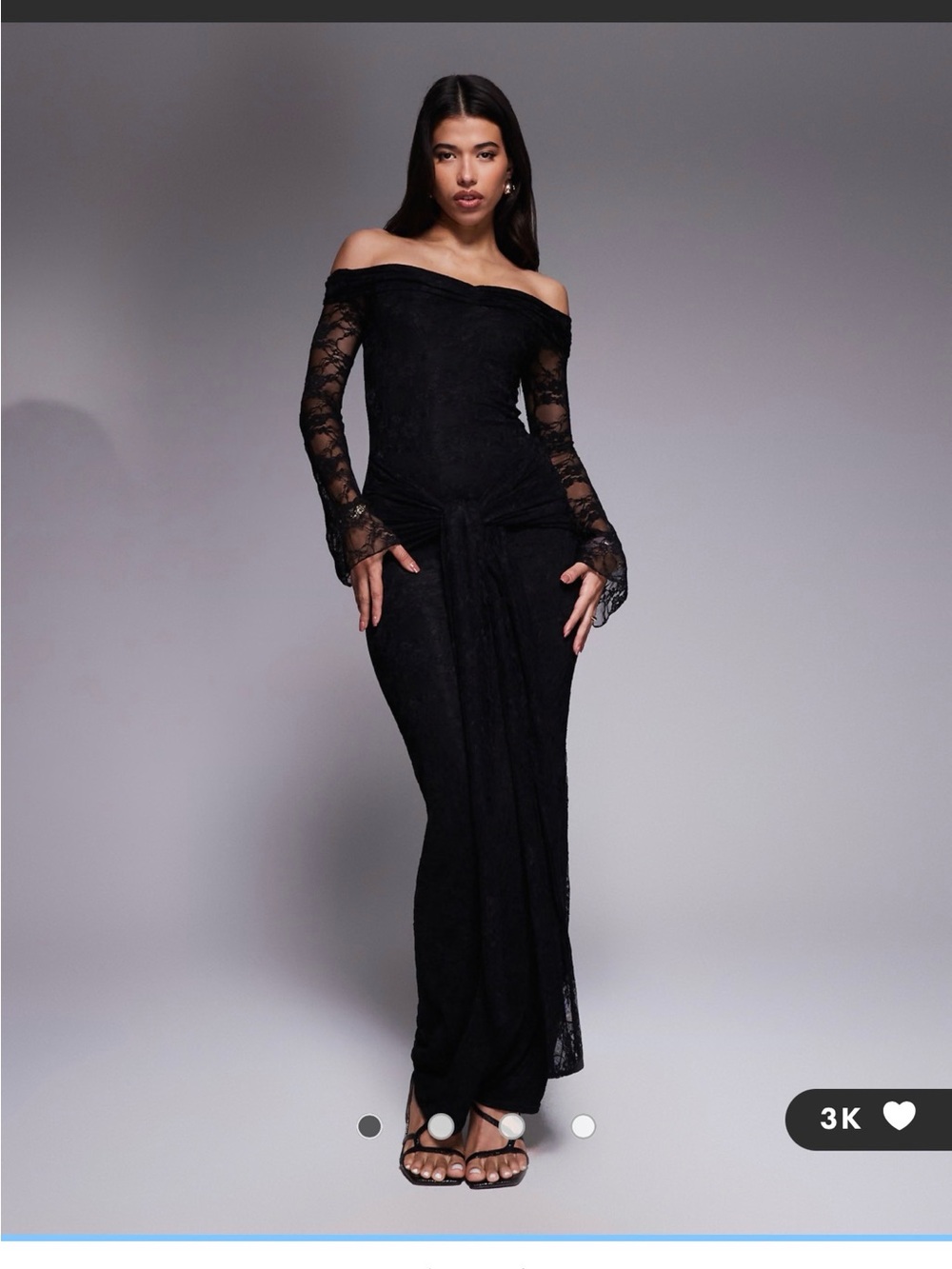 ASOS Kaiia Exclusive Off-Shoulder Black Lace Maxi Dress